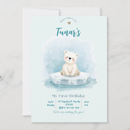 Invitación de cumpleaños personalizada de oso pola