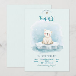 Invitación de cumpleaños personalizada de oso pola