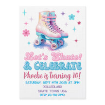 Invitación de cumpleaños personalizada de patines