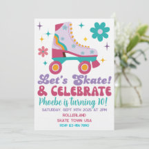 Invitación de cumpleaños personalizada de patines
