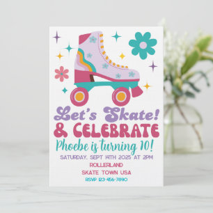 Invitación de cumpleaños personalizada de patines