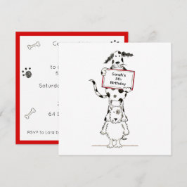 Invitación de cumpleaños personalizada de perros a