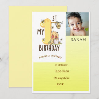 Invitación de cumpleaños personalizada de Pooh Bea