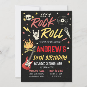 Invitación de cumpleaños personalizada de Rockstar