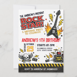 Invitación de cumpleaños personalizada de Rockstar