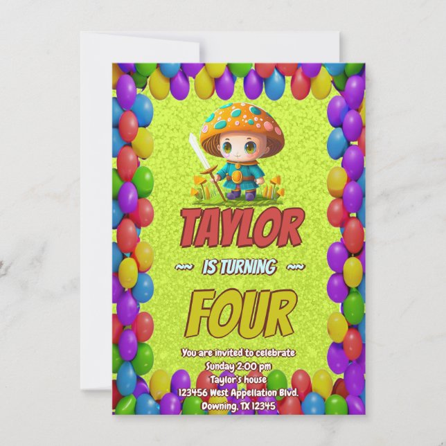 Invitación de cumpleaños personalizada de The Mush (Anverso)