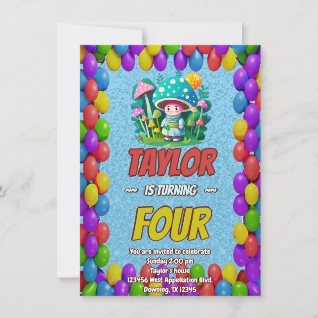 Invitación de cumpleaños personalizada de The Mush (Anverso)