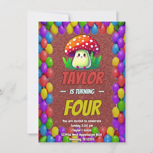 Invitación de cumpleaños personalizada de The Mush (Anverso)