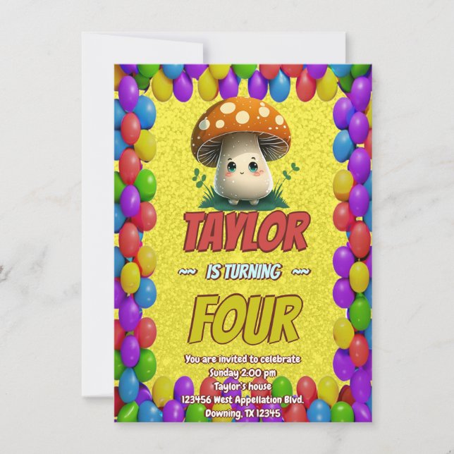 Invitación de cumpleaños personalizada de The Mush (Anverso)