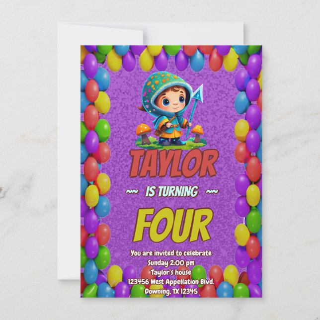 Invitación de cumpleaños personalizada de The Mush (Anverso)