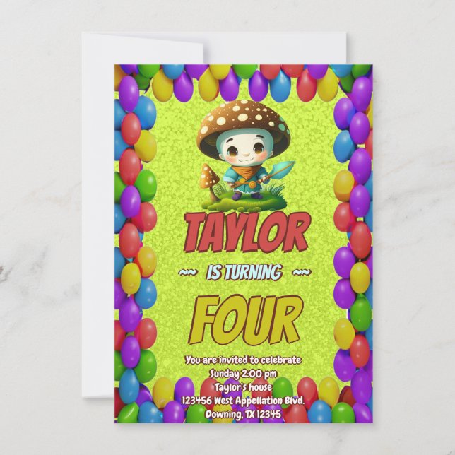 Invitación de cumpleaños personalizada de The Mush (Anverso)
