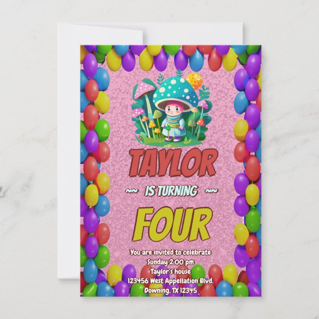 Invitación de cumpleaños personalizada de The Mush (Anverso)