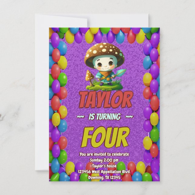 Invitación de cumpleaños personalizada de The Mush (Anverso)