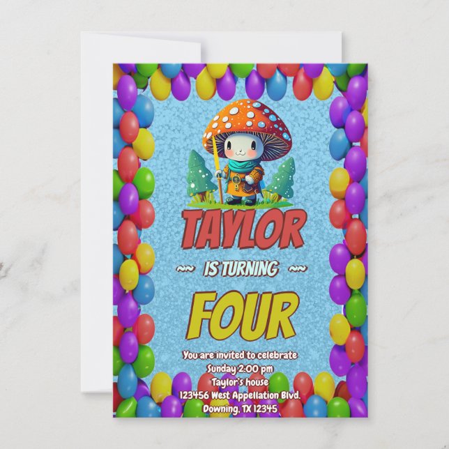 Invitación de cumpleaños personalizada de The Mush (Anverso)