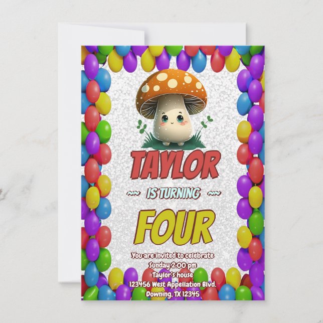 Invitación de cumpleaños personalizada de The Mush (Anverso)