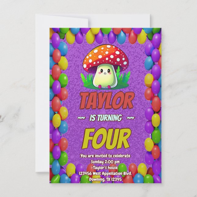 Invitación de cumpleaños personalizada de The Mush (Anverso)