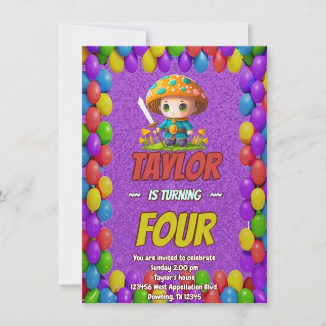 Invitación de cumpleaños personalizada de The Mush (Anverso)
