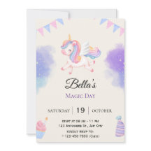 Invitación de Cumpleaños Personalizada de Unicorni