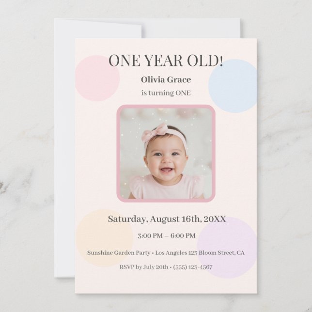 Invitación de cumpleaños personalizada editable (Anverso)