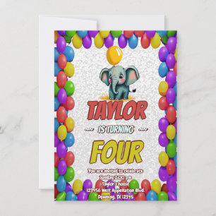 Invitación de cumpleaños personalizada Elefante Li
