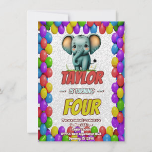 Invitación de cumpleaños personalizada Elefante Li