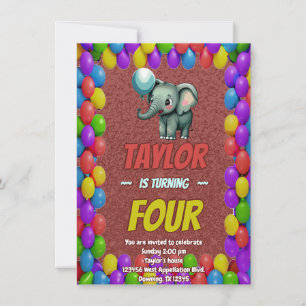 Invitación de cumpleaños personalizada Elefante Li