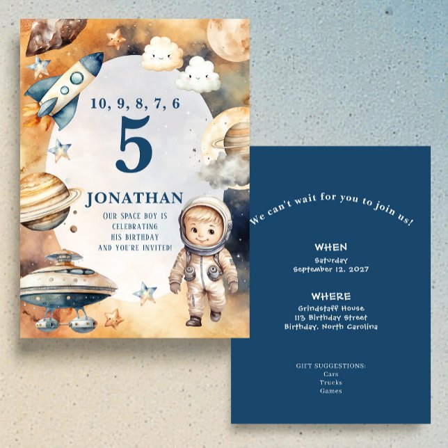 Invitación de cumpleaños personalizada Espacio Cap (Subido por el creador)