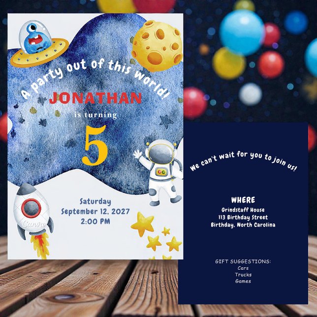 Invitación de cumpleaños personalizada Espacio Cap (Subido por el creador)
