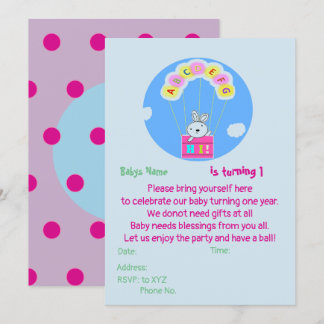 Invitación de cumpleaños personalizada para el 1er