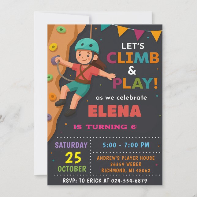 Invitación de cumpleaños personalizada para fiesta (Anverso)