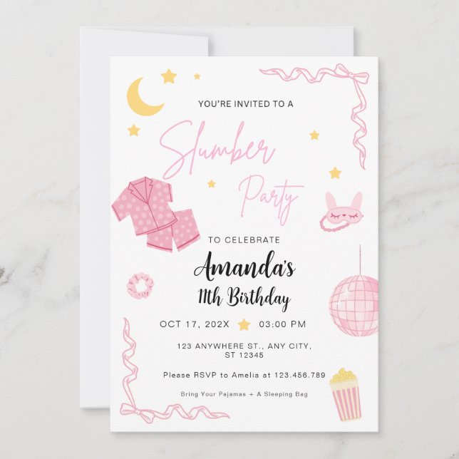 Invitación de cumpleaños personalizada para fiesta (Anverso)
