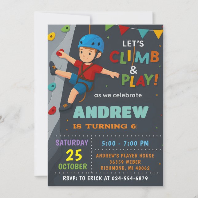 Invitación de cumpleaños personalizada para fiesta (Anverso)