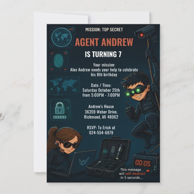 Invitación de cumpleaños personalizada para fiesta (Anverso)