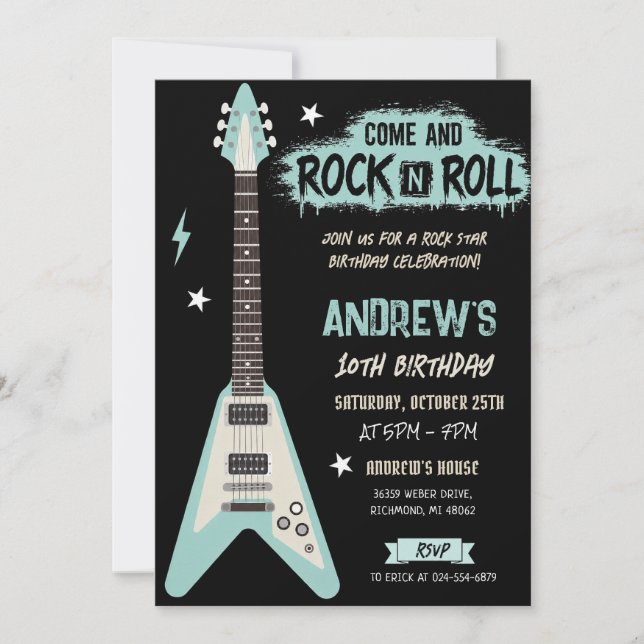 Invitación de cumpleaños personalizada para niño R (Anverso)