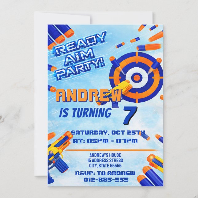 Invitación de cumpleaños personalizada para niños  (Anverso)