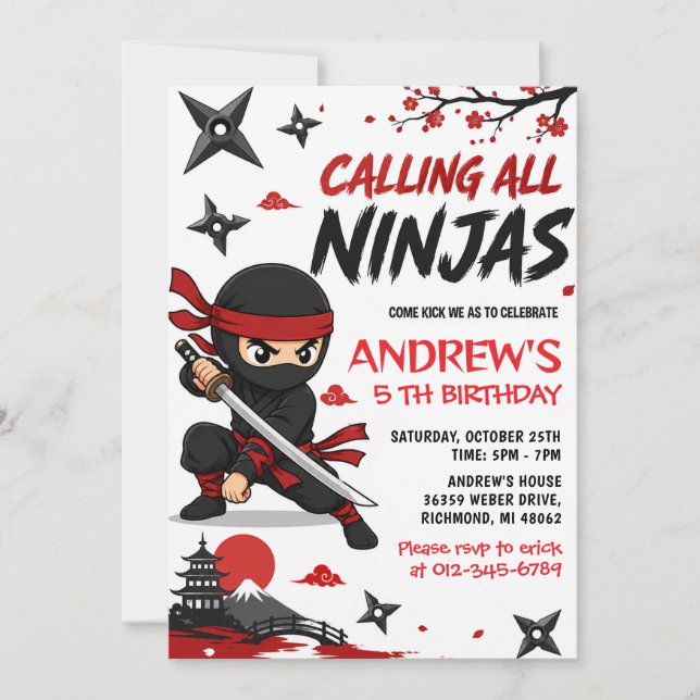 Invitación de cumpleaños personalizada para niños  (Anverso)