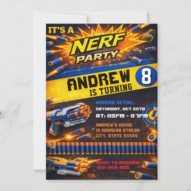 Invitación de cumpleaños personalizada para niños  (Anverso)