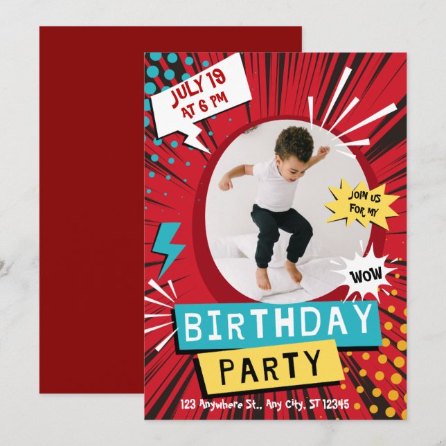 Invitación de cumpleaños personalizada para niños  (Anverso / Reverso)