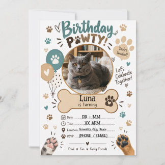 Invitación de cumpleaños personalizada para perro