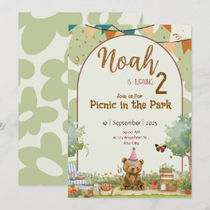 Invitación de cumpleaños personalizada para picnic