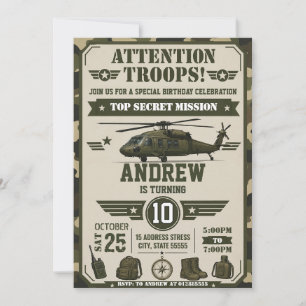 Invitación de cumpleaños personalizada para soldad