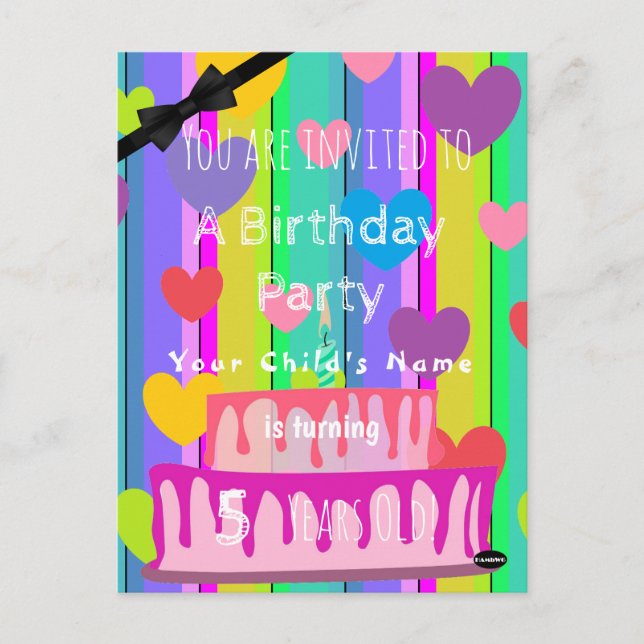 Invitación de cumpleaños personalizada Pastel Cora (Anverso)