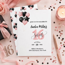 Invitación de cumpleaños personalizada Sweet 16