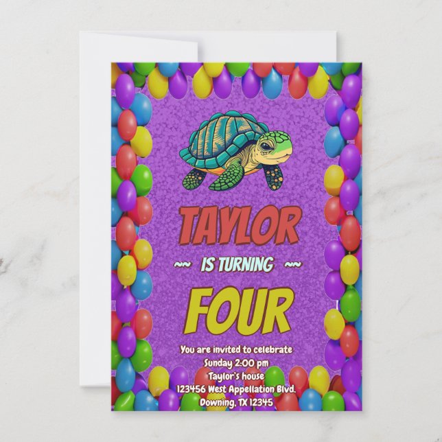 Invitación de cumpleaños personalizada única para  (Anverso)