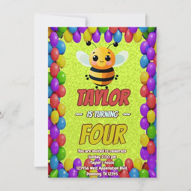Invitación de cumpleaños personalizada única para  (Anverso)