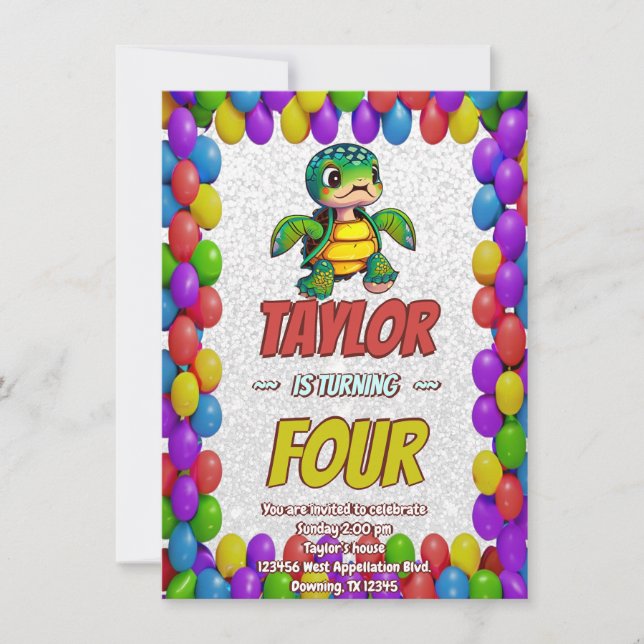 Invitación de cumpleaños personalizada única para  (Anverso)
