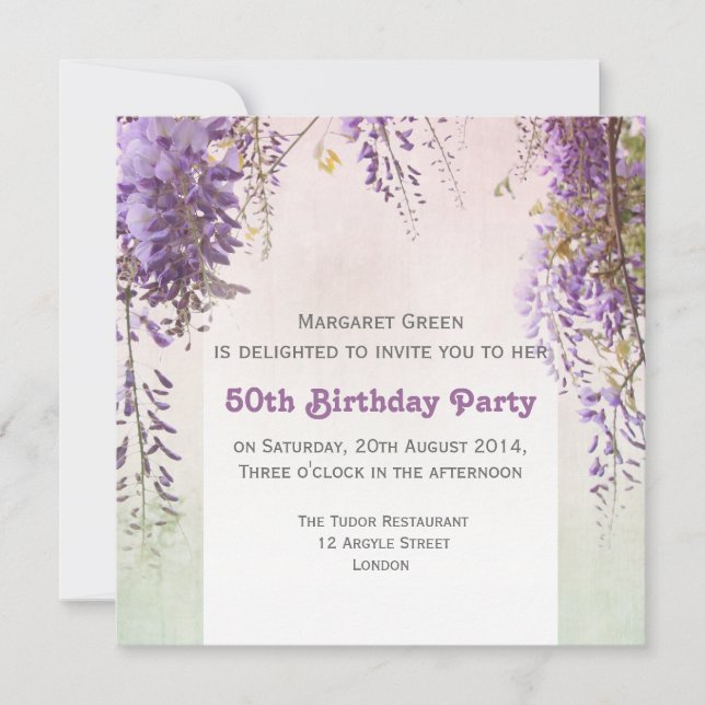 Invitación de cumpleaños personalizada Violet Wist (Anverso)