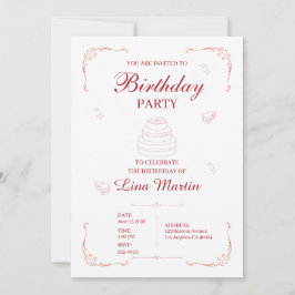 Invitación de cumpleaños Pink Coquette