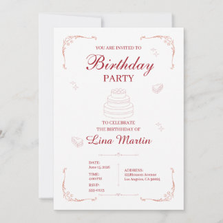 Invitación de cumpleaños Pink Coquette