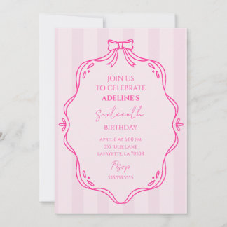 Invitación de cumpleaños Pink Coquette